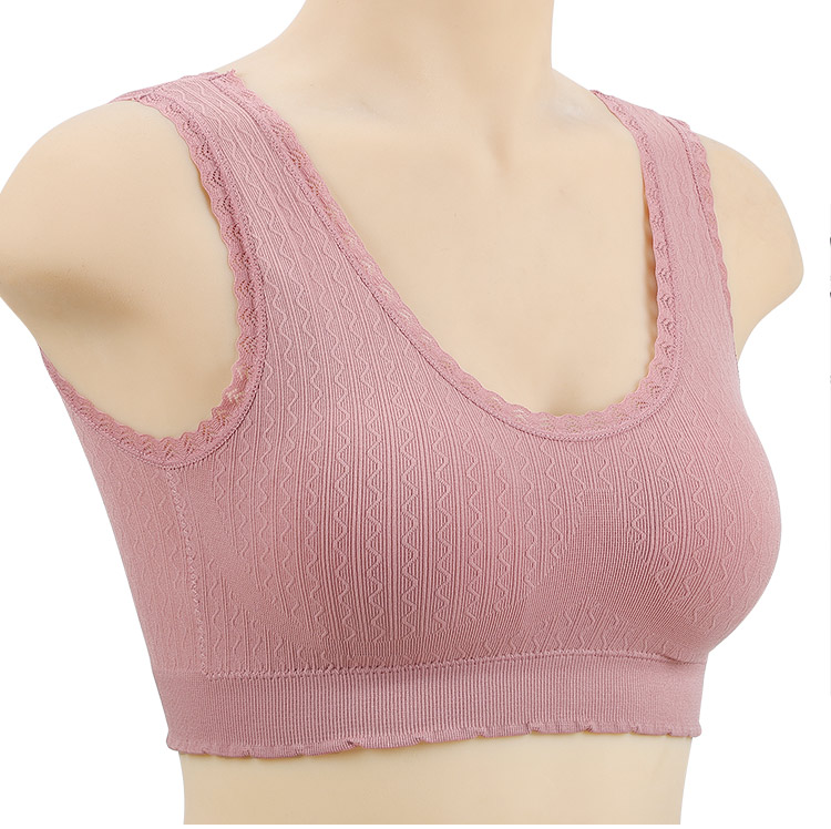 妈妈内衣文胸无钢圈胸罩中老年人背心式大胸显小薄款聚拢中年妇女豆沙