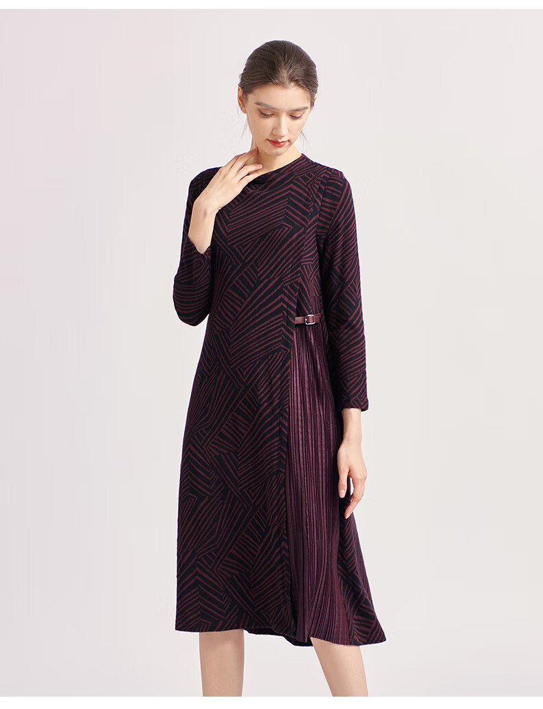 jananno简爱诺2020秋冬新款压褶宽松廓形休闲连衣裙j2070128lq红色38