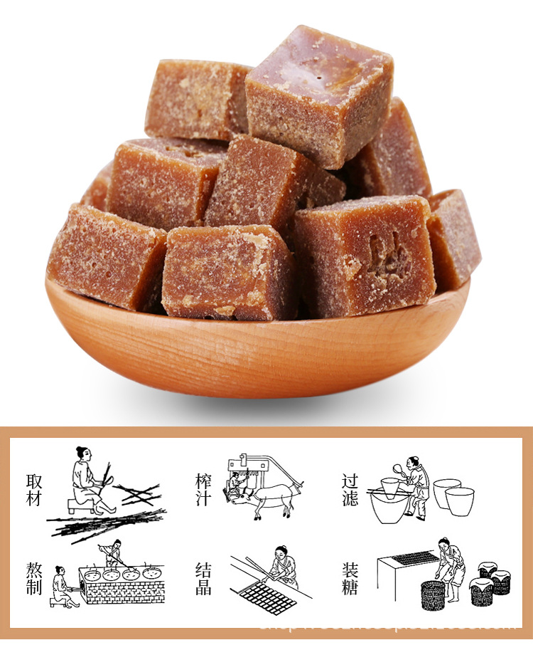 阿宝翁纯手工老红糖云南传统土红糖气血月经黑糖块鲜榨甘蔗红糖块6罐
