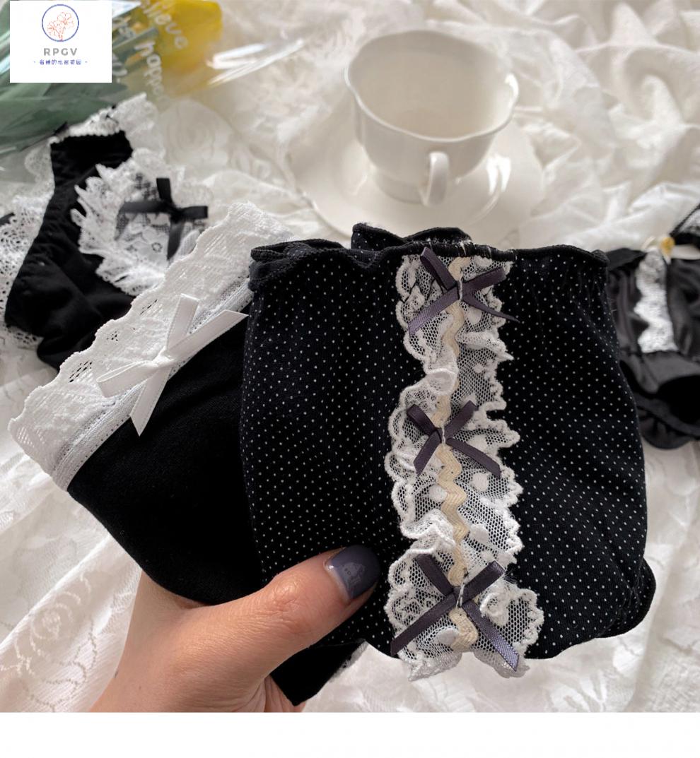 rpgvjk黑色萝莉少女日系可爱内裤女网纱性感蕾丝边中腰三角裤z欲系带