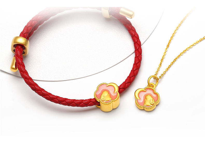 庄梦蝶999足金故宫兔子吊坠黄金生肖兔项链金兔本命年转运珠蜜粉金