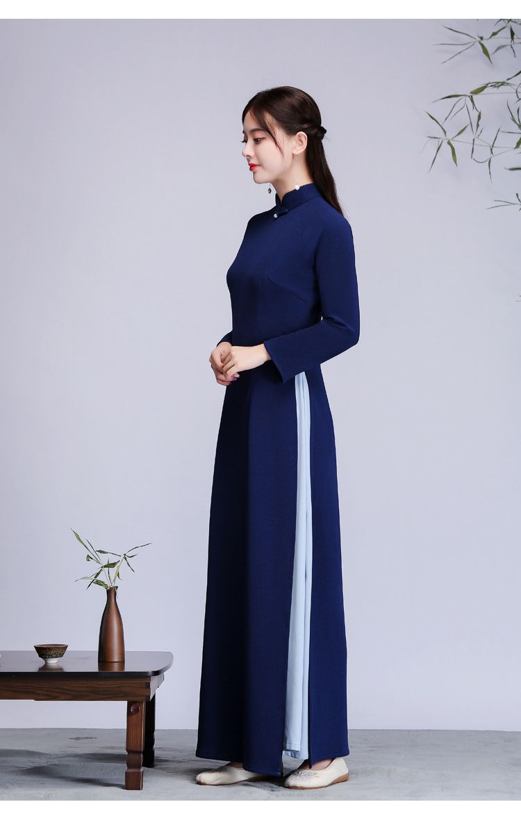 冬季女士禅服中国风茶服女春秋中式改良禅意复古奥黛旗袍茶艺师服装