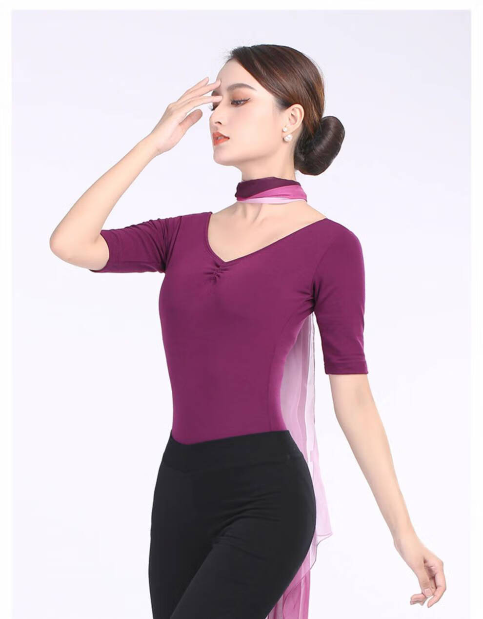 云逸礼仪形体训练服装女高端黑色套装型体导师培训芭蕾舞蹈练功服 棉