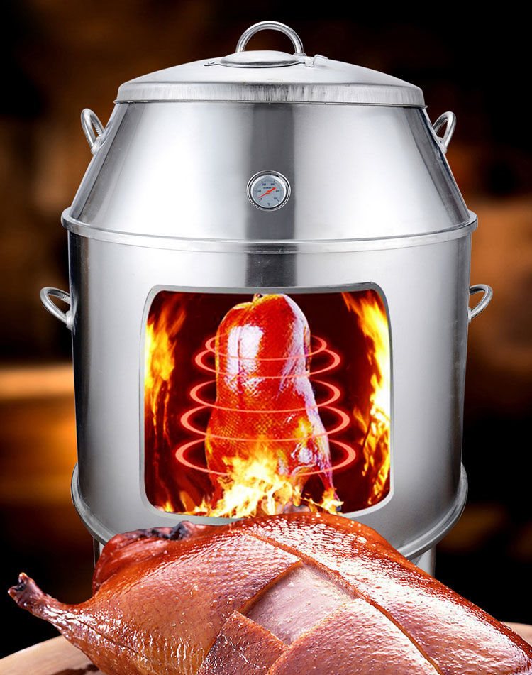 气炭两用烤鸭炉80/90商用燃气双层不锈钢果木炭带视窗脆皮烤肉炉 60