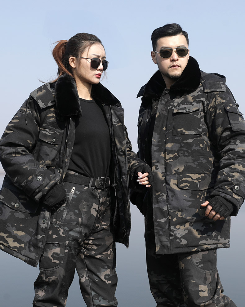 陆战队大军衣冬季加厚迷彩棉服大码大衣男短款保暖防寒迷彩服棉衣中性