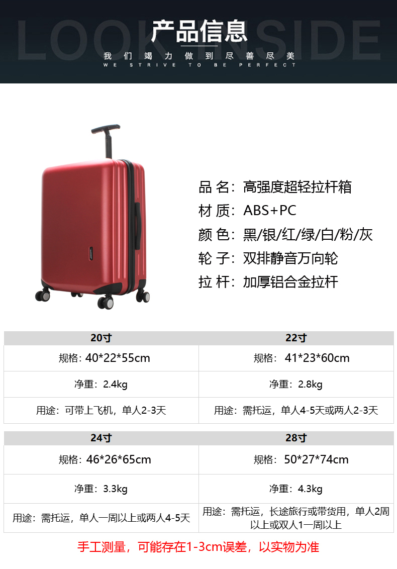 【高颜值】璐璐凯帝(rurukaidi)行李箱ins网红24吋大容量女韩版密码