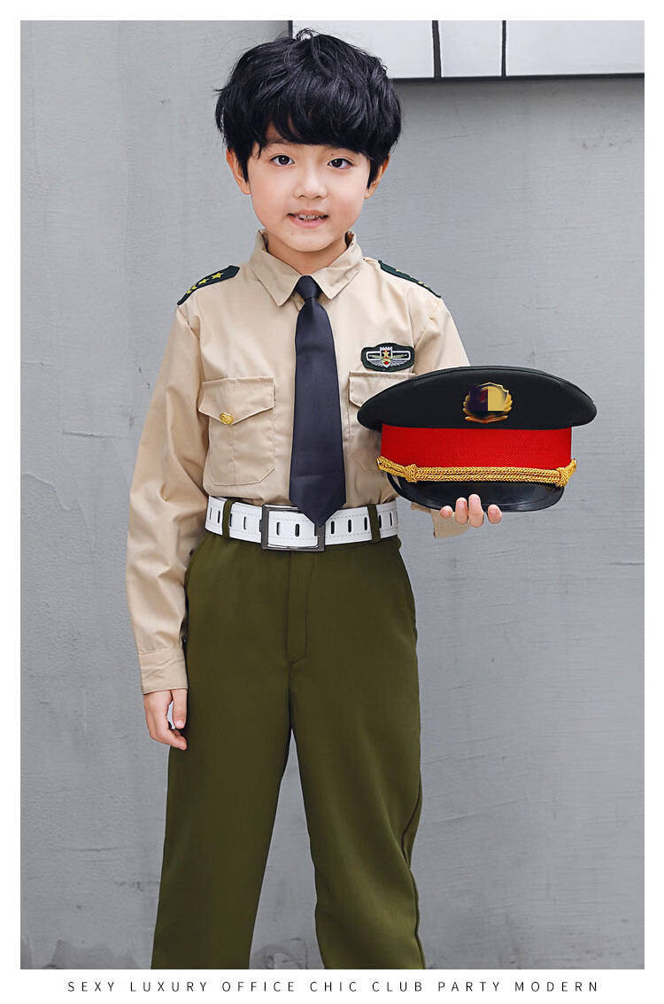 儿童警察的套装男童军装陆军空军衣服套装海军小学生合唱团男女诗歌