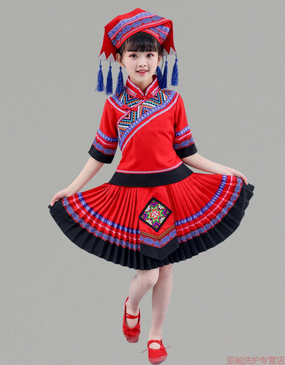 迪士尼轻奢儿童民族风服装壮族服装儿童女广西少数民族三月三服饰男