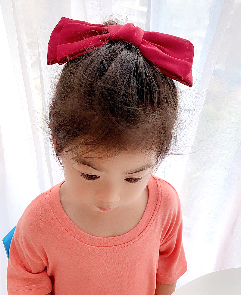黑色仙发卡红色后脑勺发夹头饰 酒红色蝴蝶结发夹 大人小孩都可以用