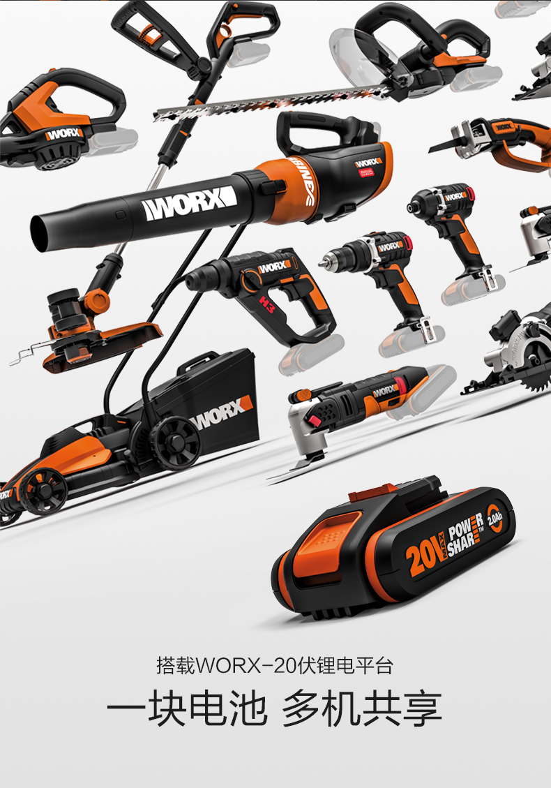 威克士电锯套装威克士锂电链锯wg324e家用小型迷你手持电锯充电式链条