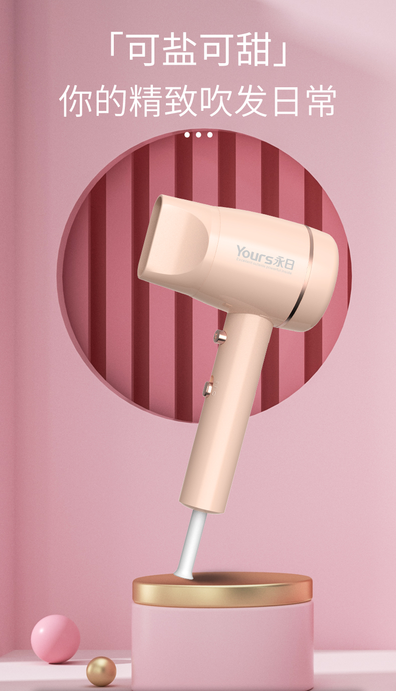 永日电吹风机家用大小功率宿舍用学生网红吹风筒发廊冷热风女生款800w