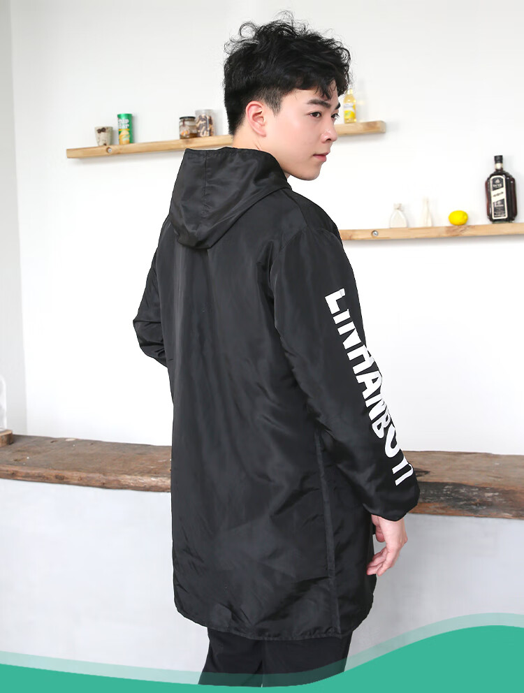 夏季薄款防水罩衣时尚成人男工作服防油围裙字母长袖外套画画大褂护衣