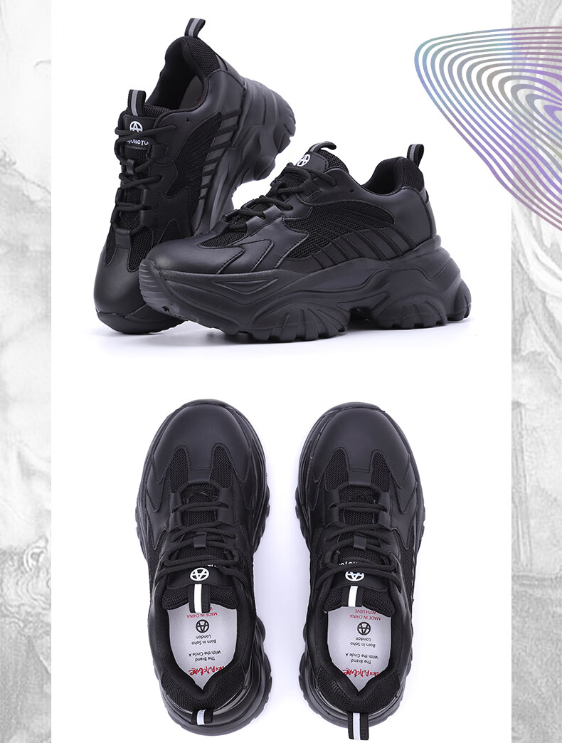 acupuncture女鞋2021冬季新品老爹鞋厚底增高舒适百搭114s921240 黑色