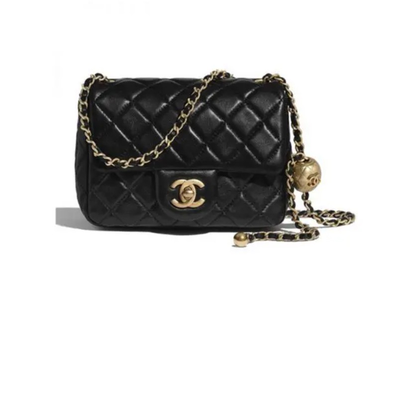 香奈儿chanel包包金珠金球方胖子cf单肩斜挎包经典链条包预售情人节