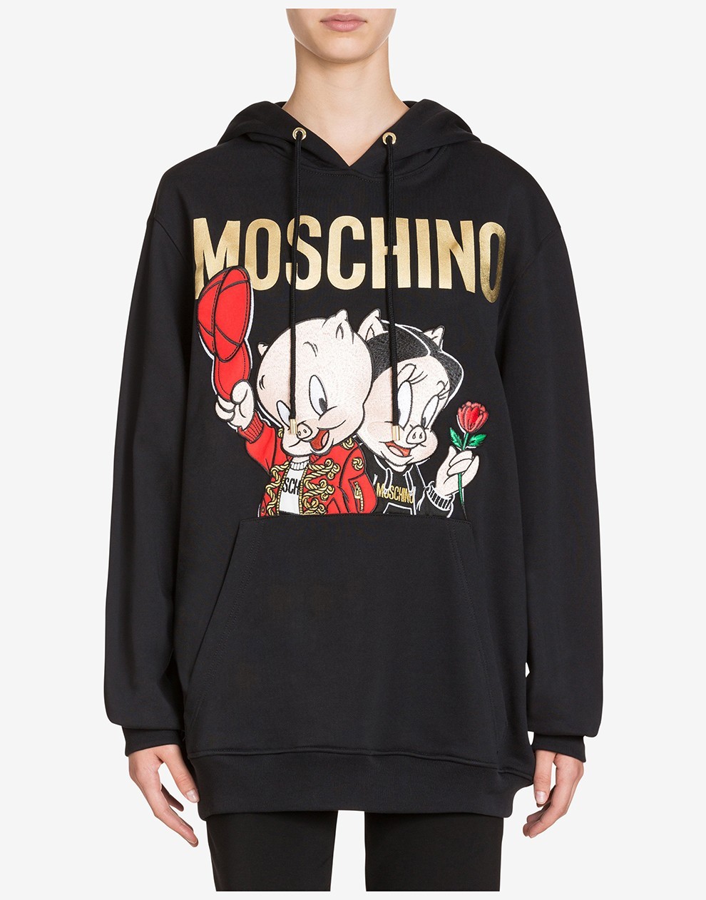 moschino 莫斯奇诺女装 猪限定款棉质时尚刺绣连帽卫衣 a1779 1027