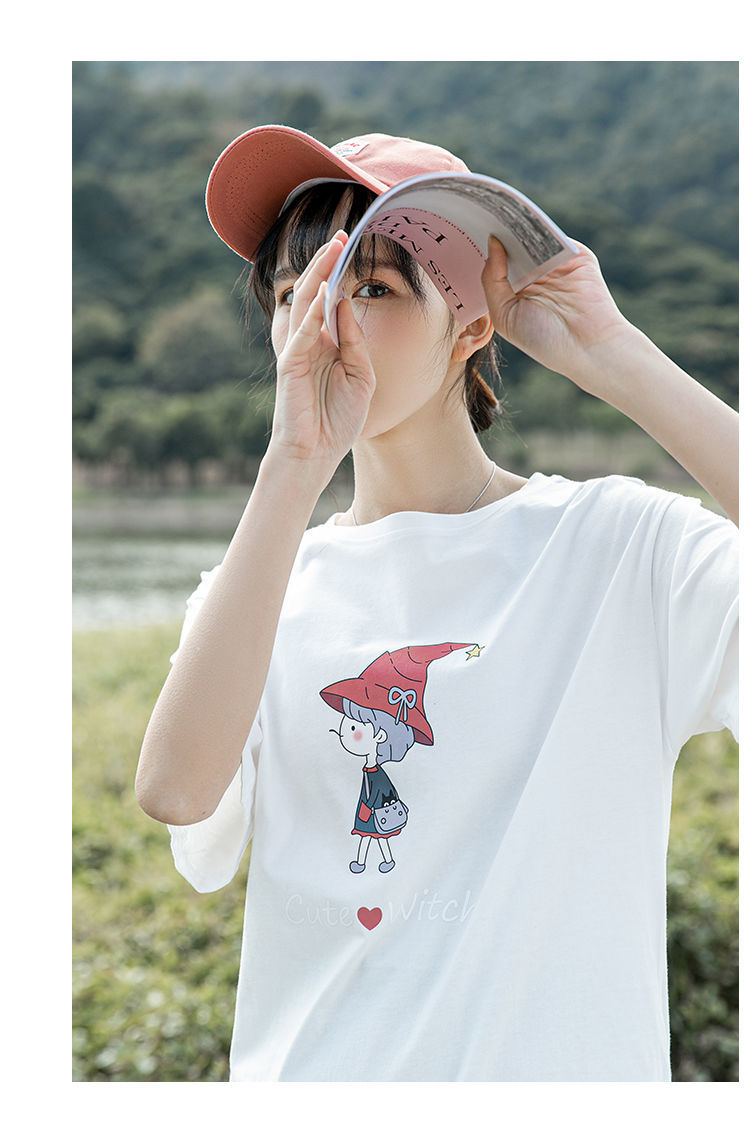 t恤女春夏新款韩版学生简约宽松白色印花百搭短袖上衣潮白色770印花版