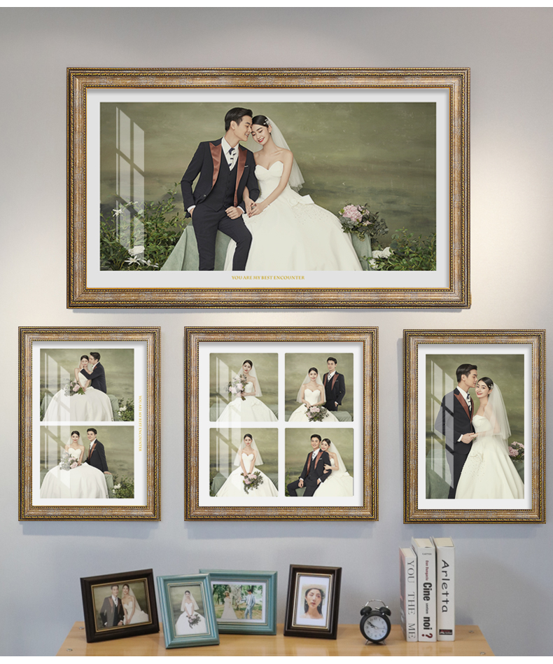 嘉桔婚纱照相框24洗照片做成结婚照放大挂墙大尺寸定制36寸打印装框