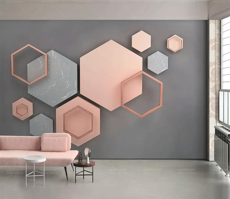 爱睿 北欧电视背景墙壁纸现代简约几何墙纸影视墙壁画环保墙纸自粘