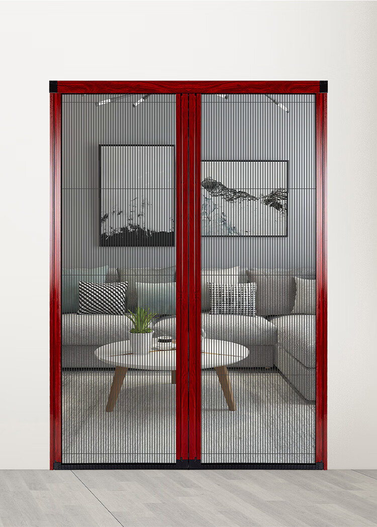 隐形纱门折叠推拉式 定制新品无轨纱门铝合金防蚊虫推拉伸缩式可拆洗