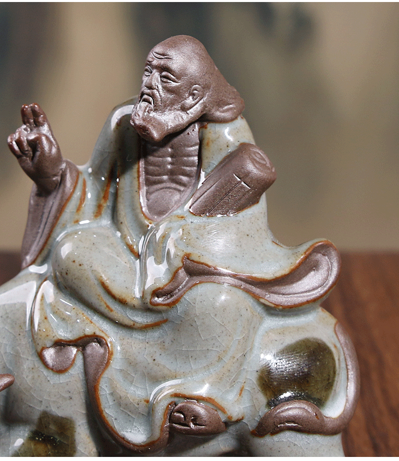 老子摆件老子像摆件新古典创意陶瓷哥窑老子骑牛摆件客厅书房茶室装饰