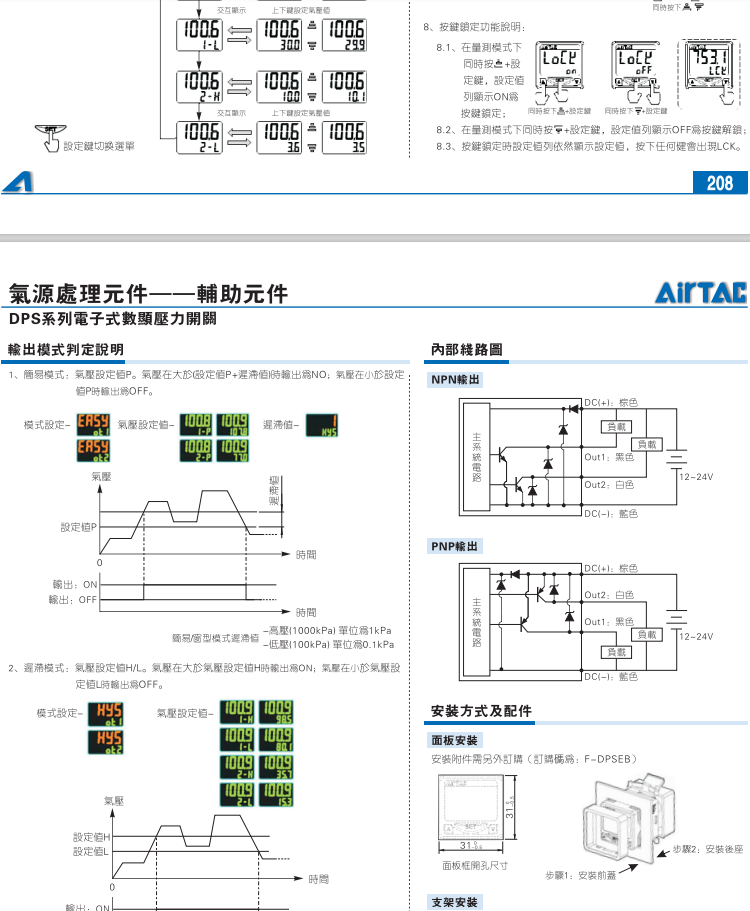 定制原装亚德客airtac数显压力表数显压力开关dpsn101dpsn110dpsn