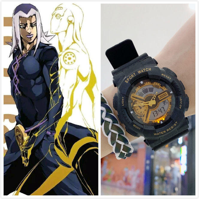 卡西欧联名款jojo手表的奇妙冒险黄金之风动漫男女学生青少年漫迷夜光