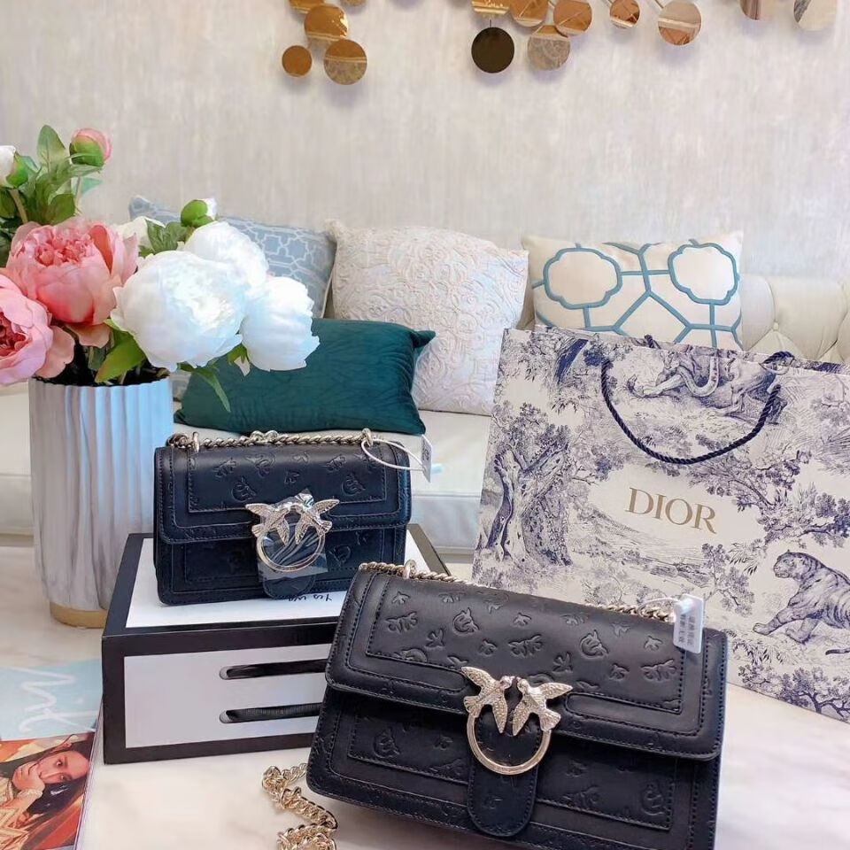 歌缇伦联名pinko2022双鸟印花燕子包压花链条酒神飞鸟包单肩斜挎小号