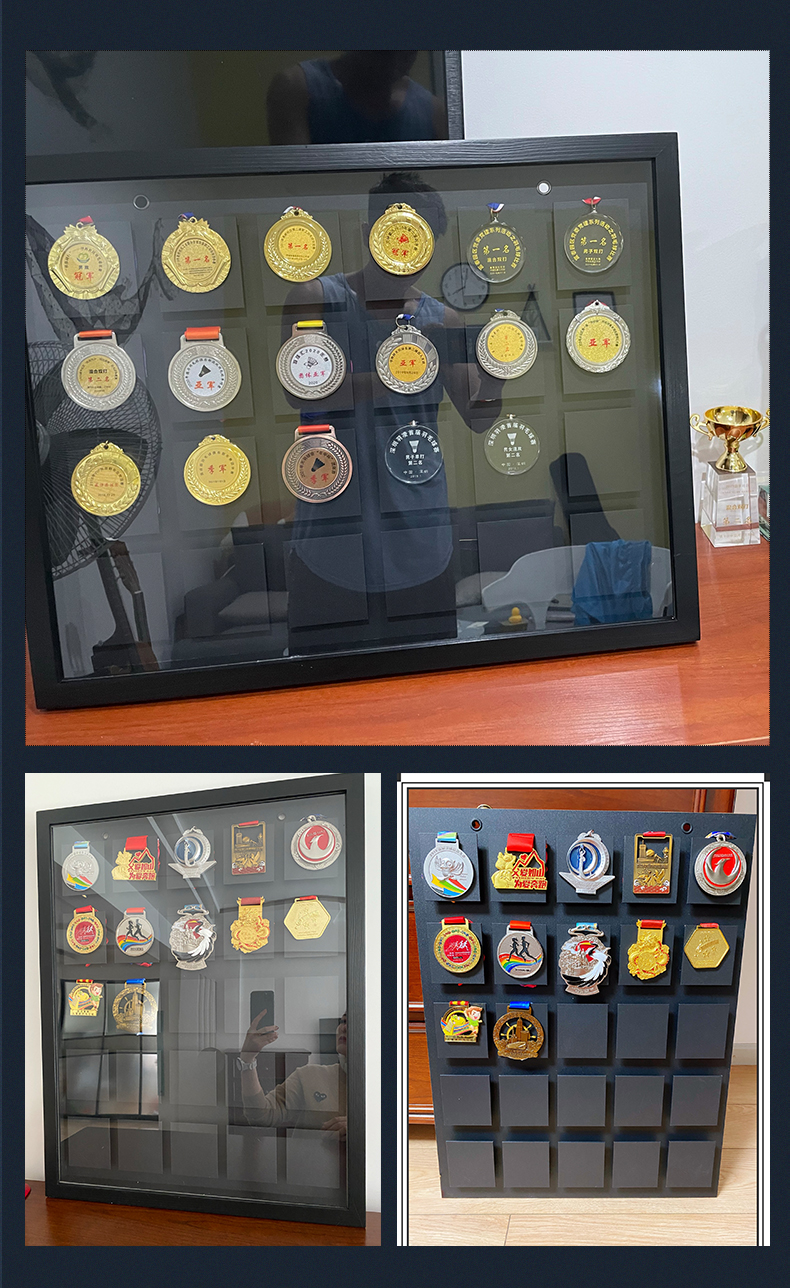 京溯源实木奖牌框马拉松奖牌展示框架挂墙运动会比赛荣誉银牌奖章徽章