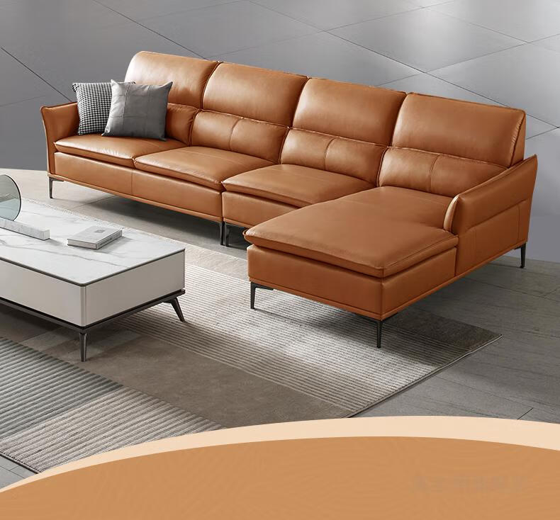 cbd沙发cbd现代简约皮沙发1 3组合头层牛皮客厅沙发中户型39 岩石灰