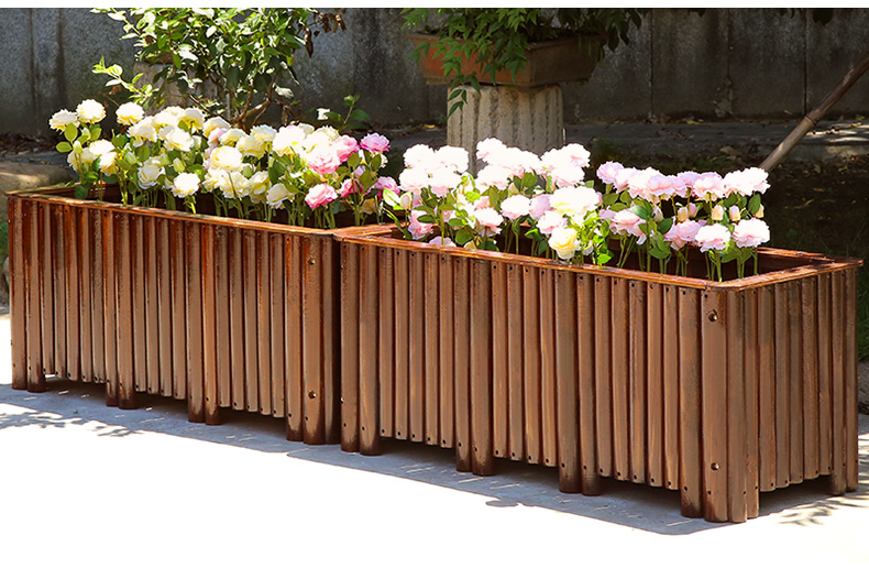 防腐木花箱长方形大号碳化实木花盆庭院花槽阳台种菜盆户外种植箱