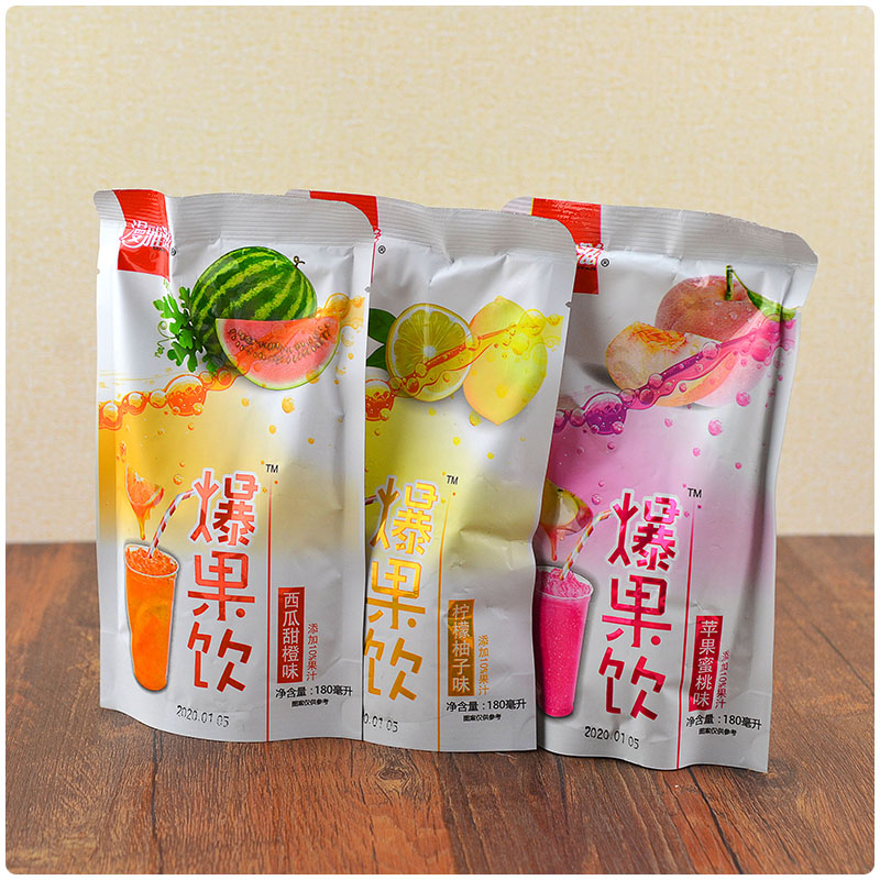网红袋装180ml水果风味果汁饮料苹果蜜桃味混合夏季聚会清凉饮品 苹果