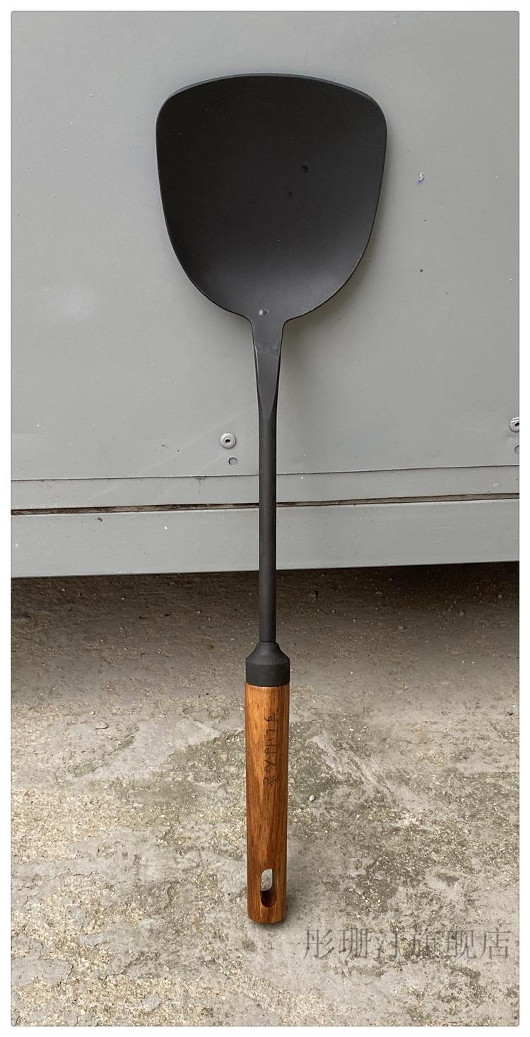 日本铁锅铲 日本单极铁锅铲家用长柄炒菜铁铲子大炒勺实木手柄盛汤勺