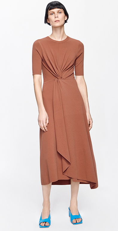 edition立裁收腰毛织连衣裙女春气质女神范长裙 黑色 xs/155