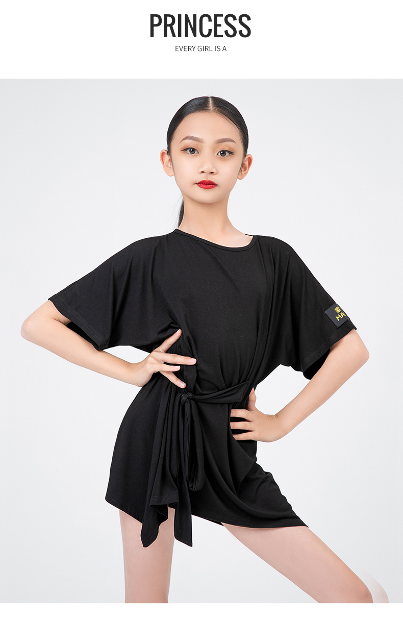 猫度拉丁舞服比赛规定服舞裙李茉晗少儿童女童连衣裙标准练功服 黑色