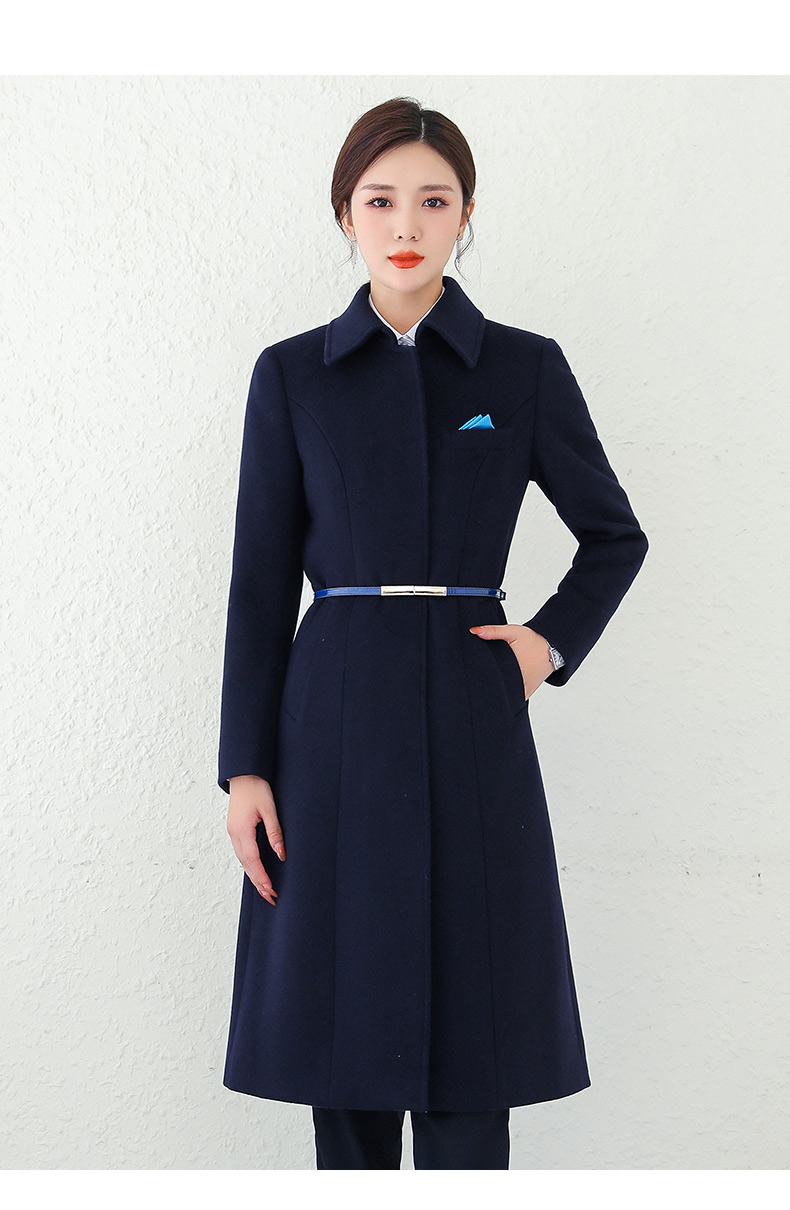 装毛呢大衣女冬中长款呢子外套工装酒店前台工作服定制款女款式二s