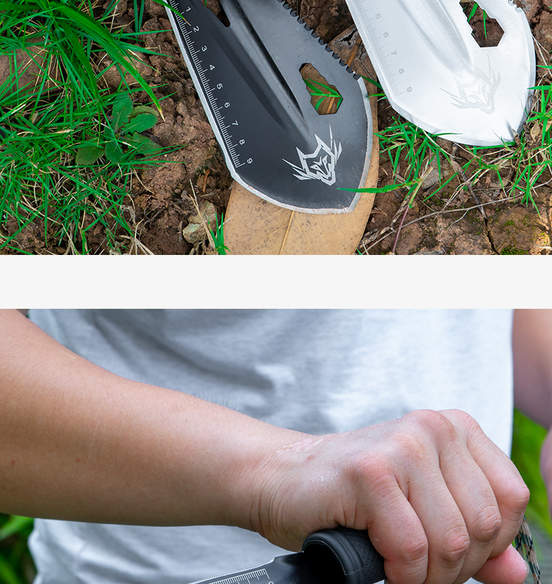 多功能户外赶海小铲子便携小手铲工兵铲挖菜园艺种花钓鱼铁锹军铲黑色