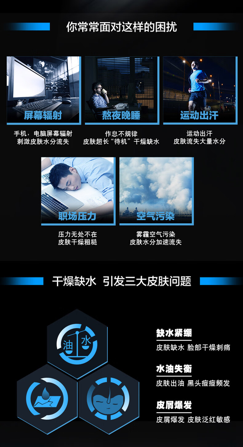 欧莱雅（LOREAL） 男士水能保湿滋润乳霜控油凝露脸部清爽不油腻 水能保湿控油凝露50ml
