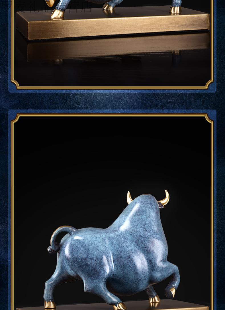 vakada轻奢铜牛工艺品客厅玄关生肖牛装饰摆件牛气冲