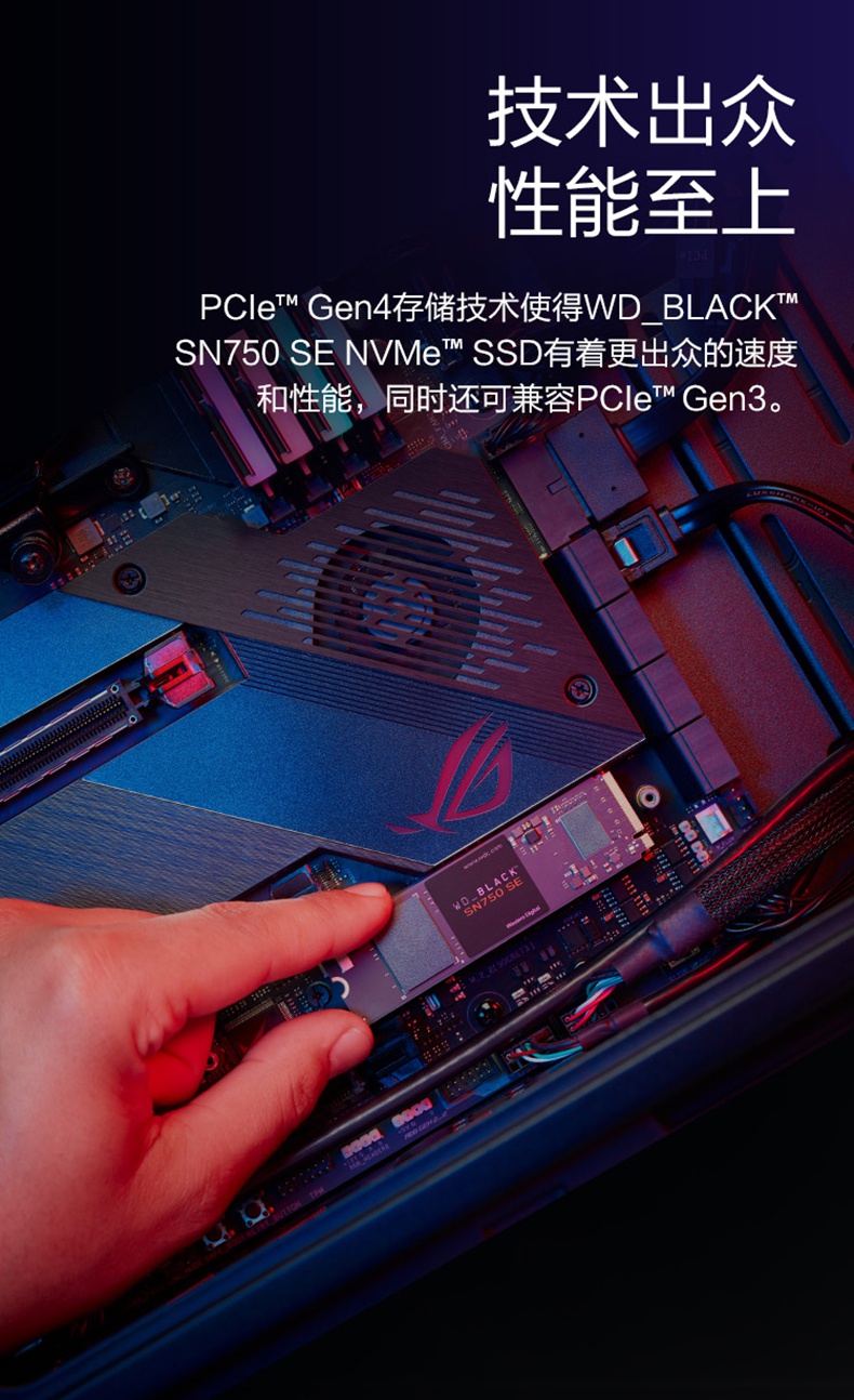 豹啸wd西数黑盘sn750 se 500g固态硬盘台式机电脑笔记本ssd m.