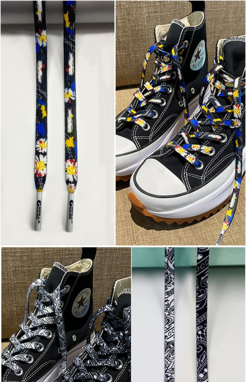 小雏菊鞋带适配runstarhike高帮帆布鞋jw联名鞋带黑色腰果花鞋带一双