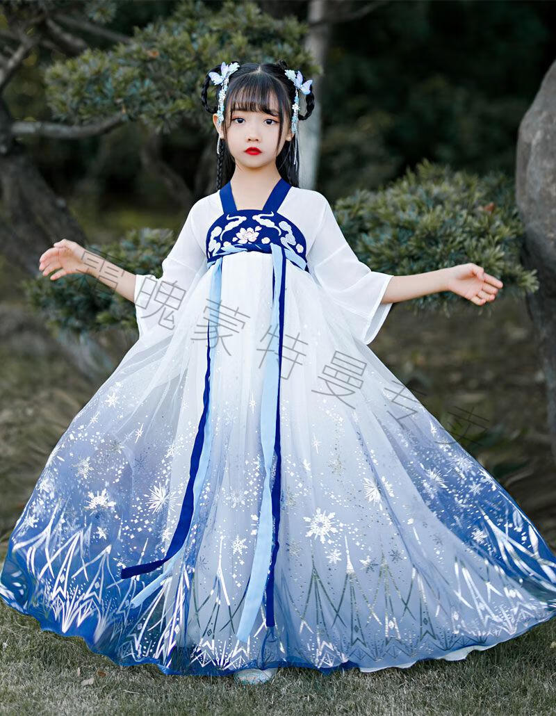 儿童古装汉服长袖薄款长裙子古风仙气汉服女童夏装女孩古装超仙中大童