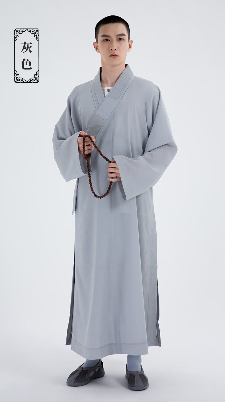 [出家人]僧人服装夏季薄款麻纱长褂佛教男女款僧衣僧服海青大褂长衫