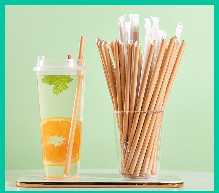 可降解尖头单支独立包装牛皮纸吸管 加厚四层纸 长23cm-白色1000支