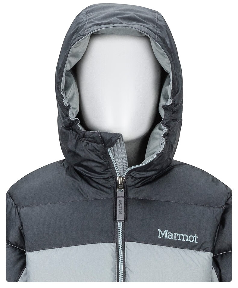 marmot土拨鼠户外秋冬新款男童700蓬羽绒拼色羽绒服 1819飓风灰/玄铁