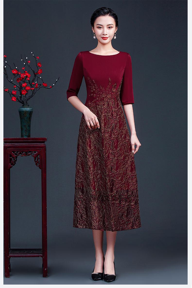 儿子结婚女儿出嫁妈妈春秋礼服参加婚礼高贵洋气中老年喜婆婆婚宴改良