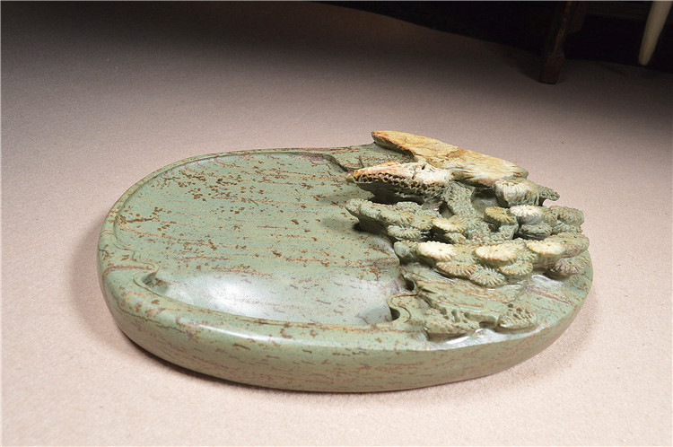 直播端砚原石砚台广东肇庆天然绿端手工雕刻文房书法实用145 5号砚台