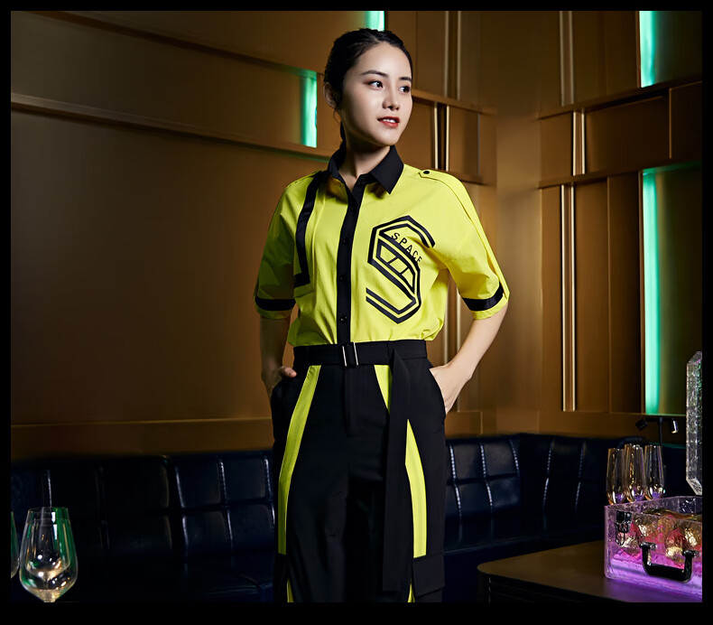 龙丽儿龙丽儿新款服务员ktv工作服发型师美发师潮流男女同款潮裤子