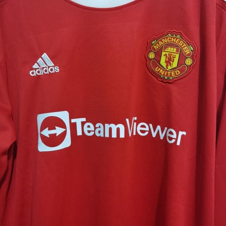 korc耐克顿曼联球衣21-22曼联主场球迷版7号c罗长袖英超欧冠版足球服