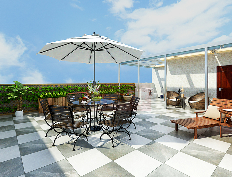 别墅庭院花园通体板岩瓷砖室外滑砖可停车阳台露台仿古砖地砖一石多面