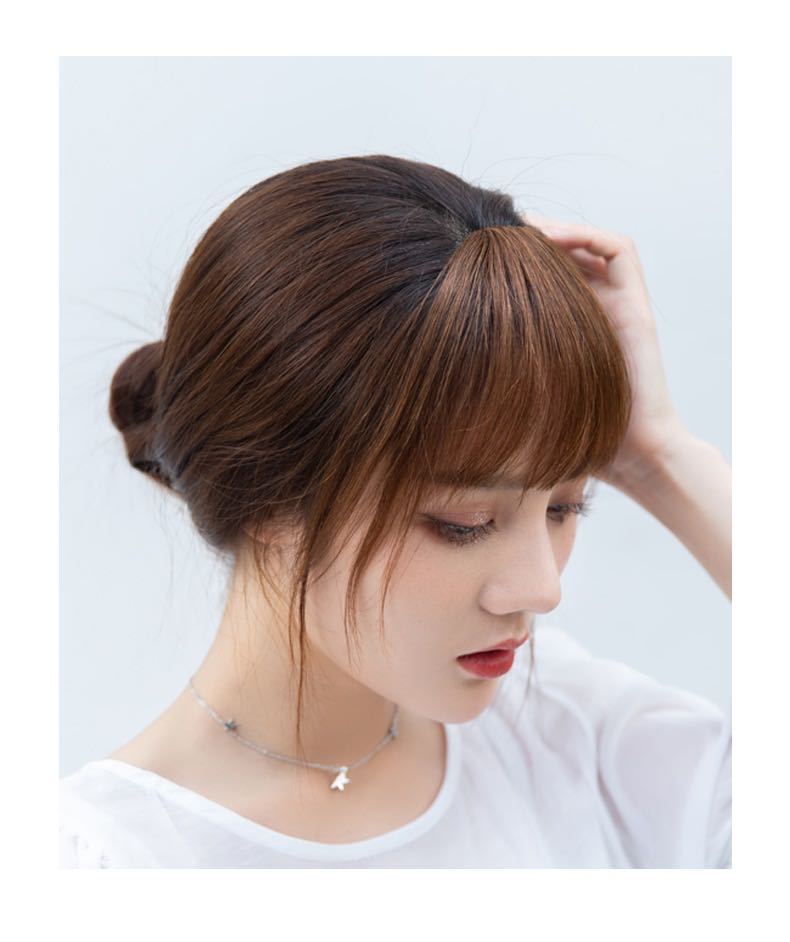假刘海假发片女真发仿真空气刘海假发片发夹圆脸修脸自然逼真蓬松 全